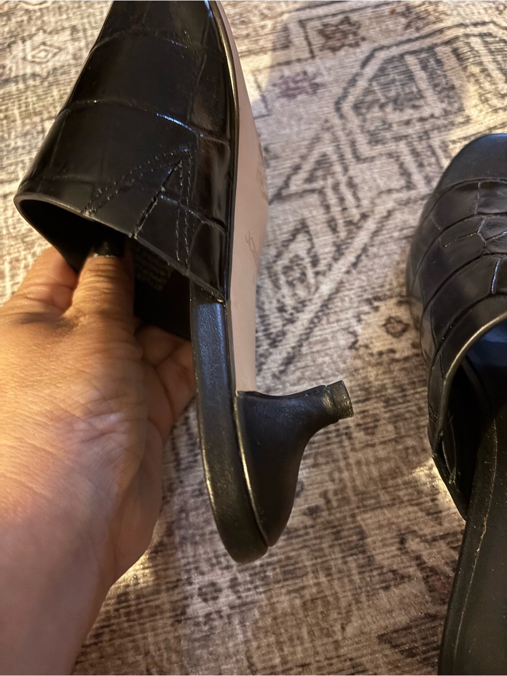 J. Crew Black Croc-Embossed size 6 Slide Mules - Picture 3 of 6